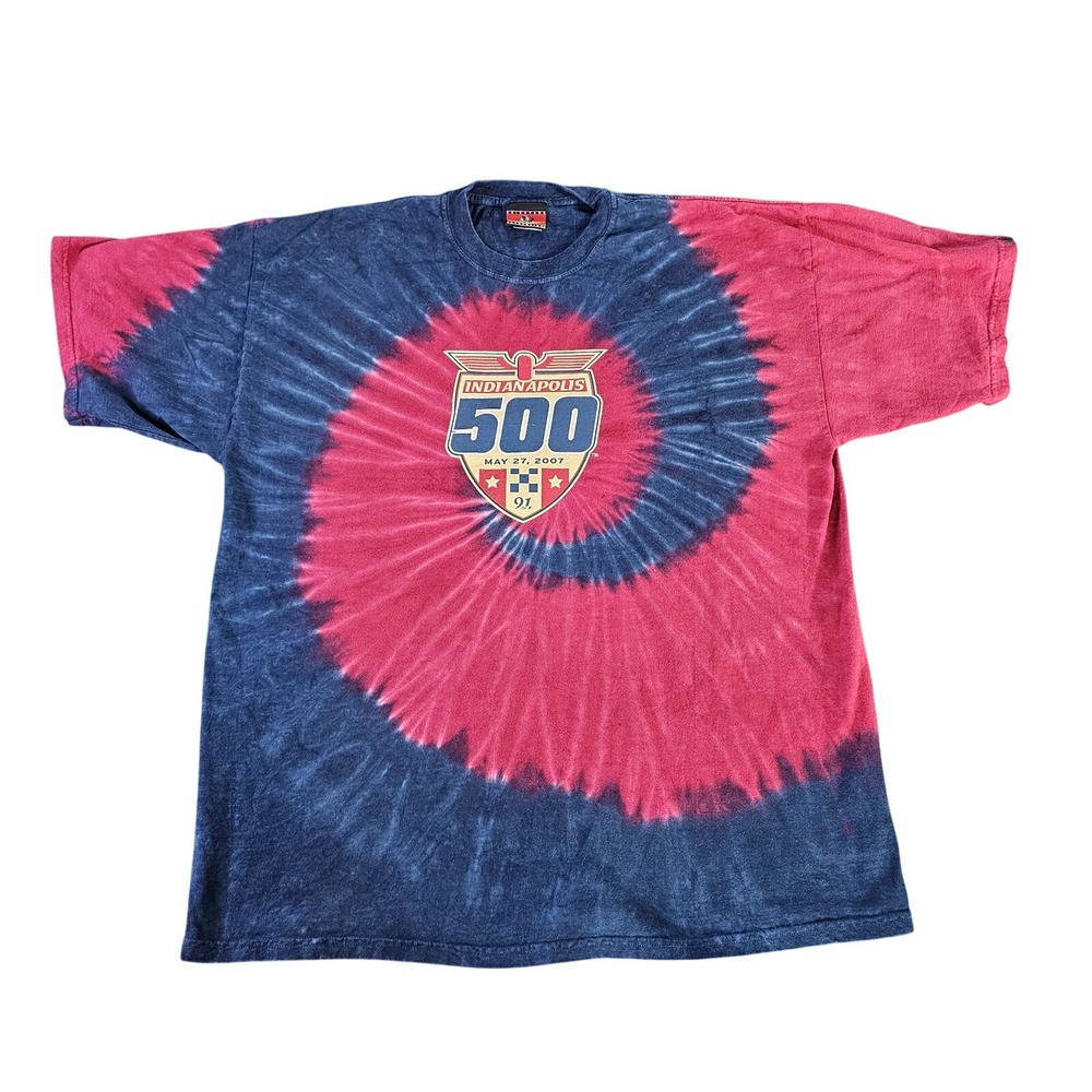 Indianapolis 500 T-shirt Men's 2XL Blue/Red Tie Dye  May 27 2007 EUC